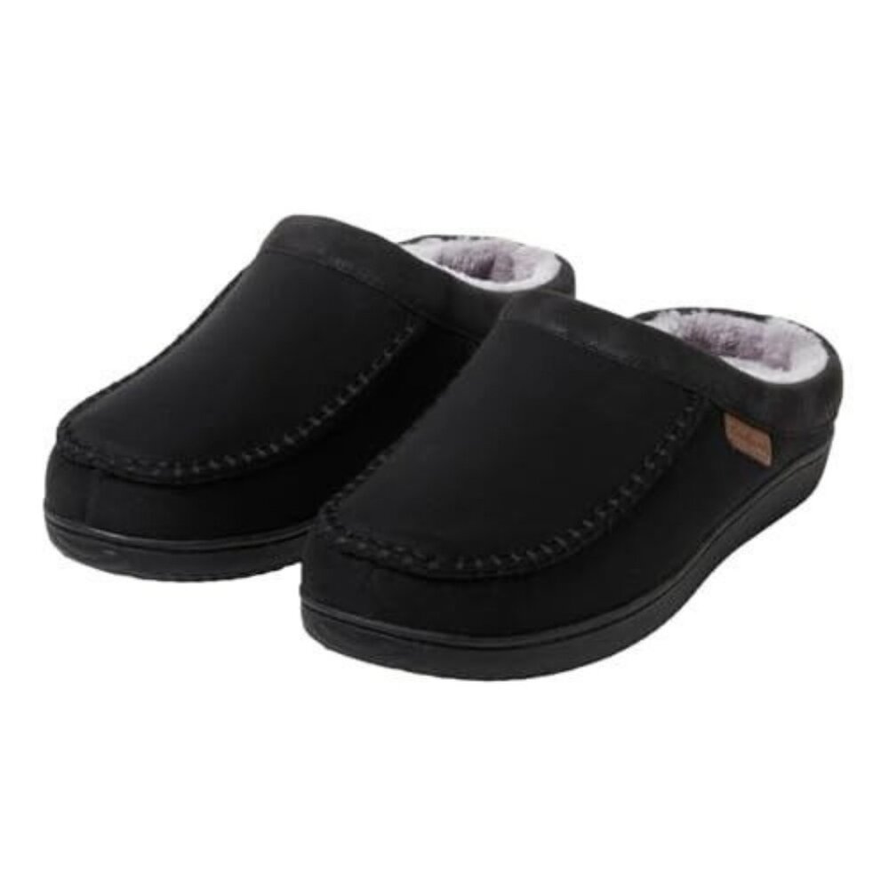 New Dearfoams Men 9/10 Slipper Medium Faux Suede Plush Fur House Shoes Slip-On